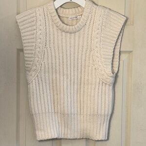 Cream Cable Knit Sleeveless Sweater